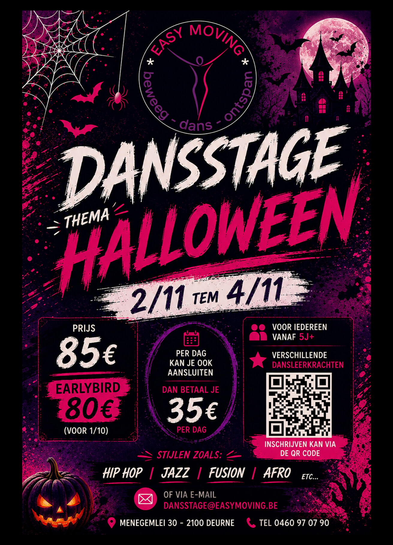 Kinderen dansen samen tijdens de Dansstage Halloween bij Easy Moving